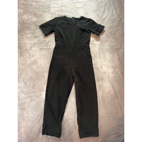 Ilana Kohn Womens Jumpsuit Short Sleeve Straight Leg Back Zip Black Size 6P